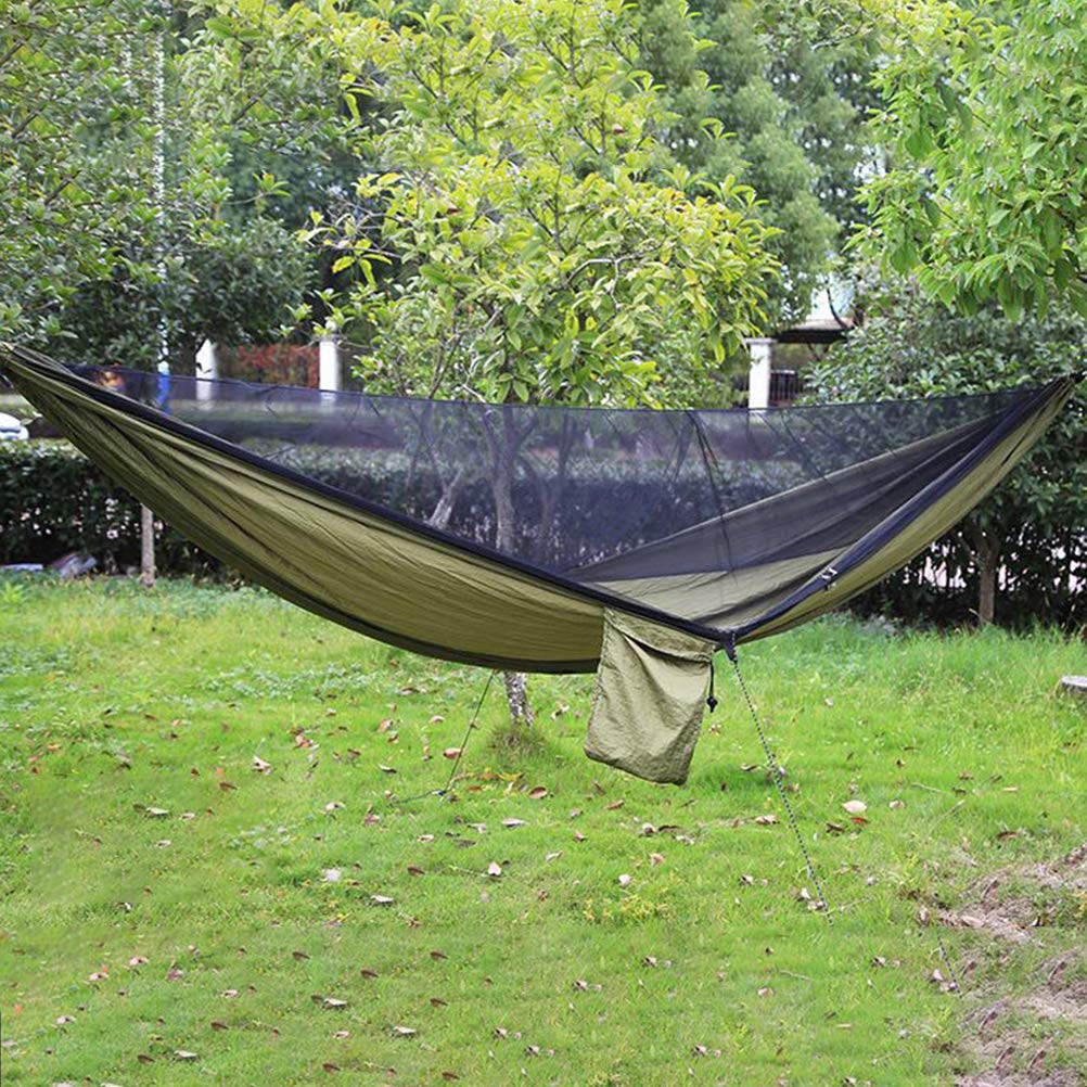 Greensen Moustiquaire Hamac, Hamac de Camping Ultra-Léger avec Grande Capacité de Charge et Moustiquaire Automatique, 2 Personnes (armée Verte)