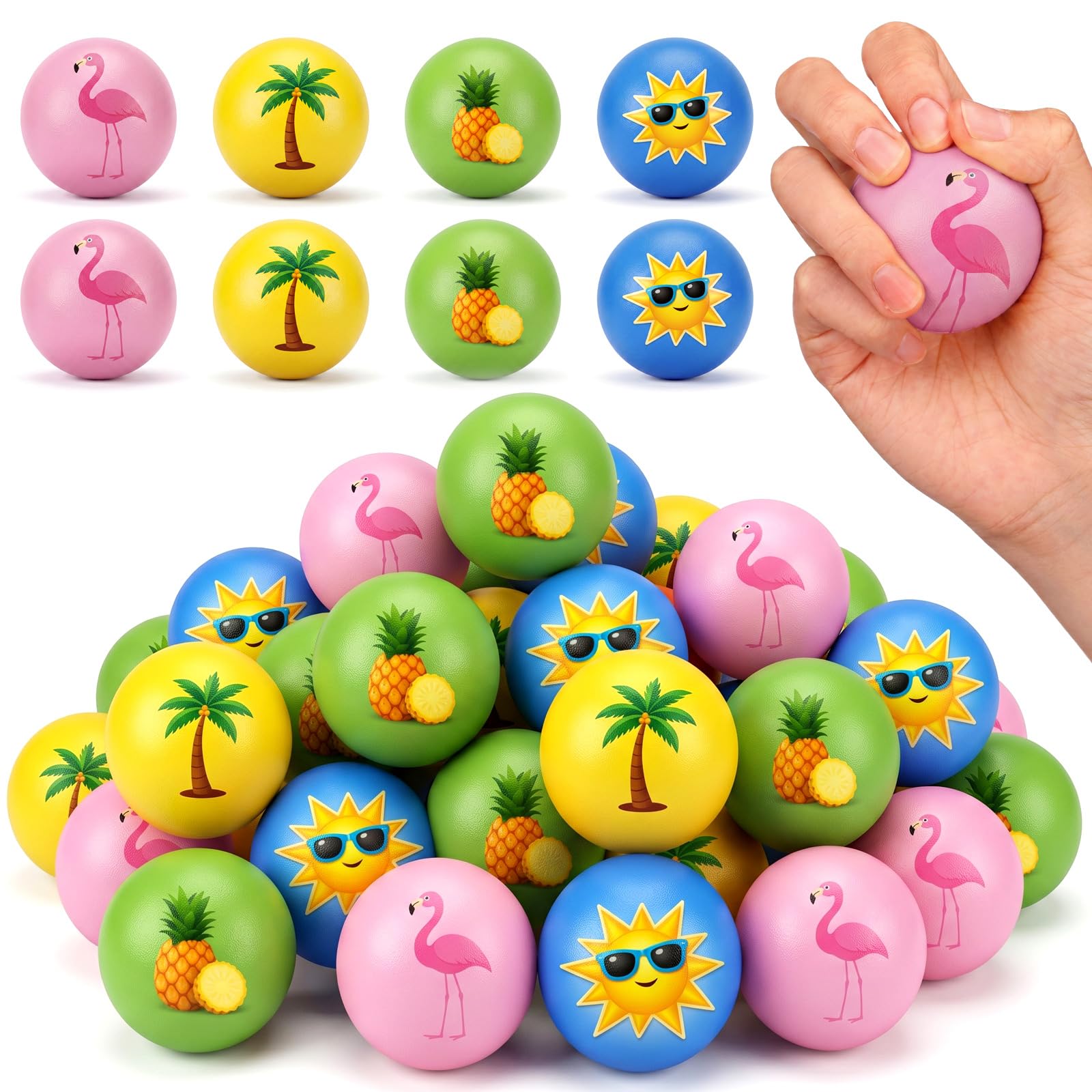 Meooeck 24 Pcs Summer Hawaiian Beach Balls, Tropical Fidget Toys