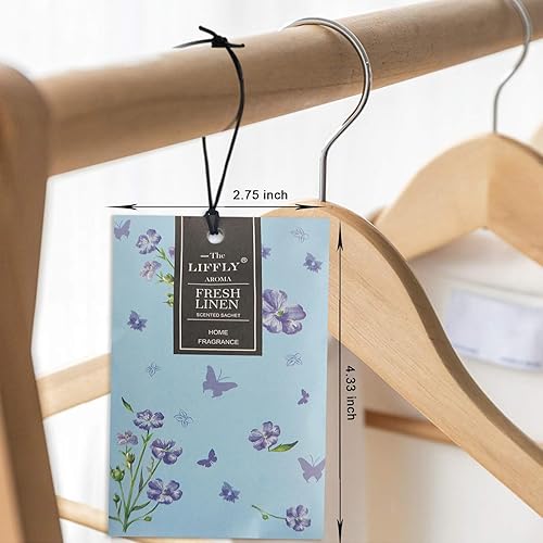 Miniatura 4 de Paquete de 14 sobres perfumados para cajones y armarios, lavanda de lino fresco, sándalo, flores de cerezo, 4 aromas diferentes