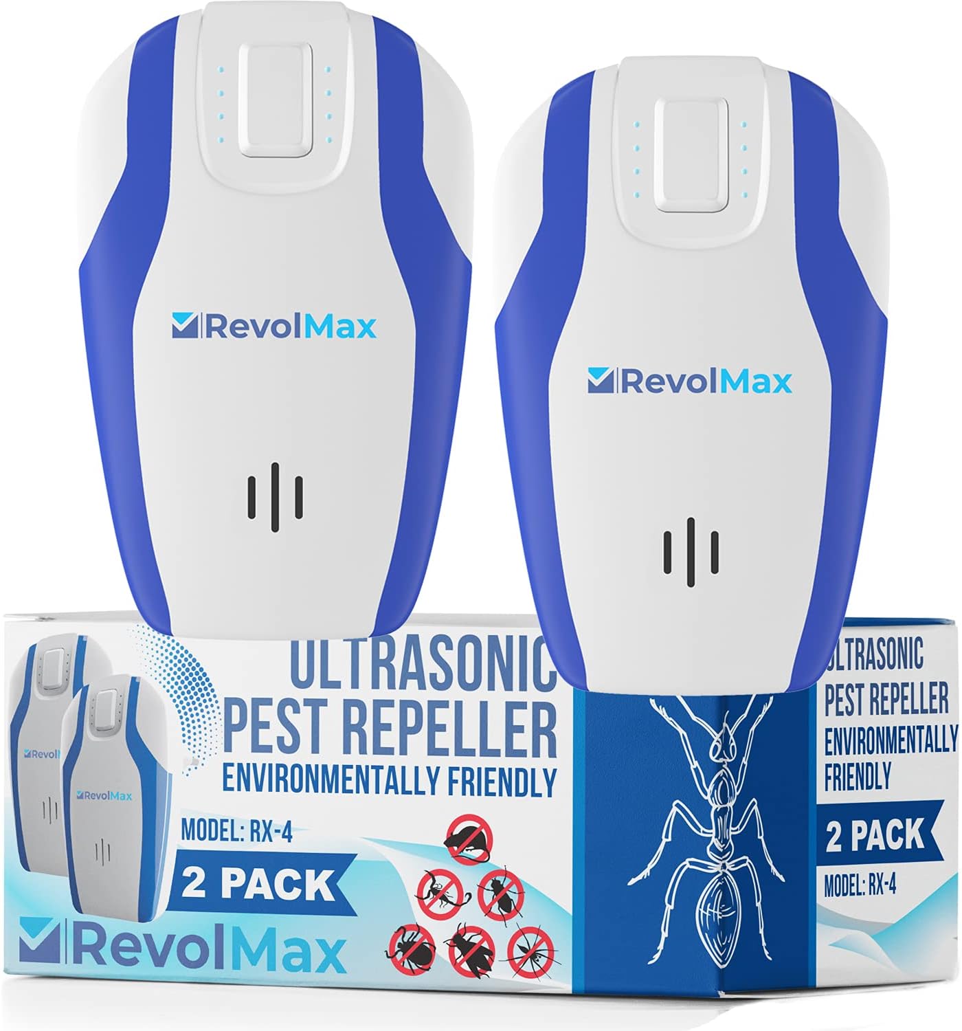 RX-4 (2Pack) Ultrasonic Pest Repeller Wall Plug-in, Most Effective Than Repellents - Get Rid of - Rodents, Squirrels, Mice, Rats, Bats, Roaches, Ants, Spiders, Bed Bugs, Мosquito, Insects, Fleas, etc! : Patio, Lawn & Garden
