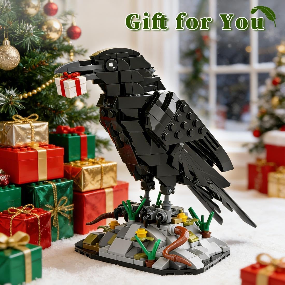 Raven Building Block Sets, Unique Bird Model to Build and Display, Collectible Raven Model for Bird Lovers (357 Pieces)