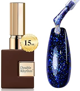 Double Rhythm 15ML No Wipe Gel Top Coat Base Coat Iridescent Glitter Shi...