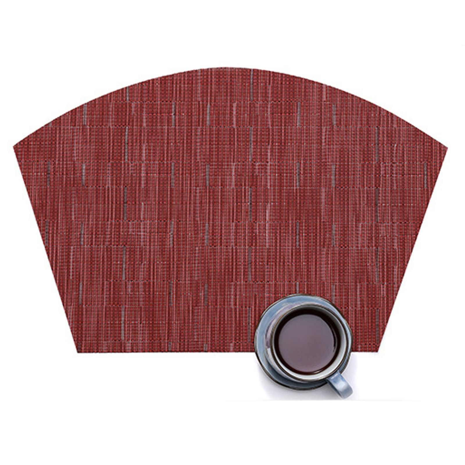 Tovaglietta Antiscivolo Colazione 8 Pz, 45 x 30 CM Tovagliette Antiscivolo PVC Vino Rosso, Tinta Unita con Ventola