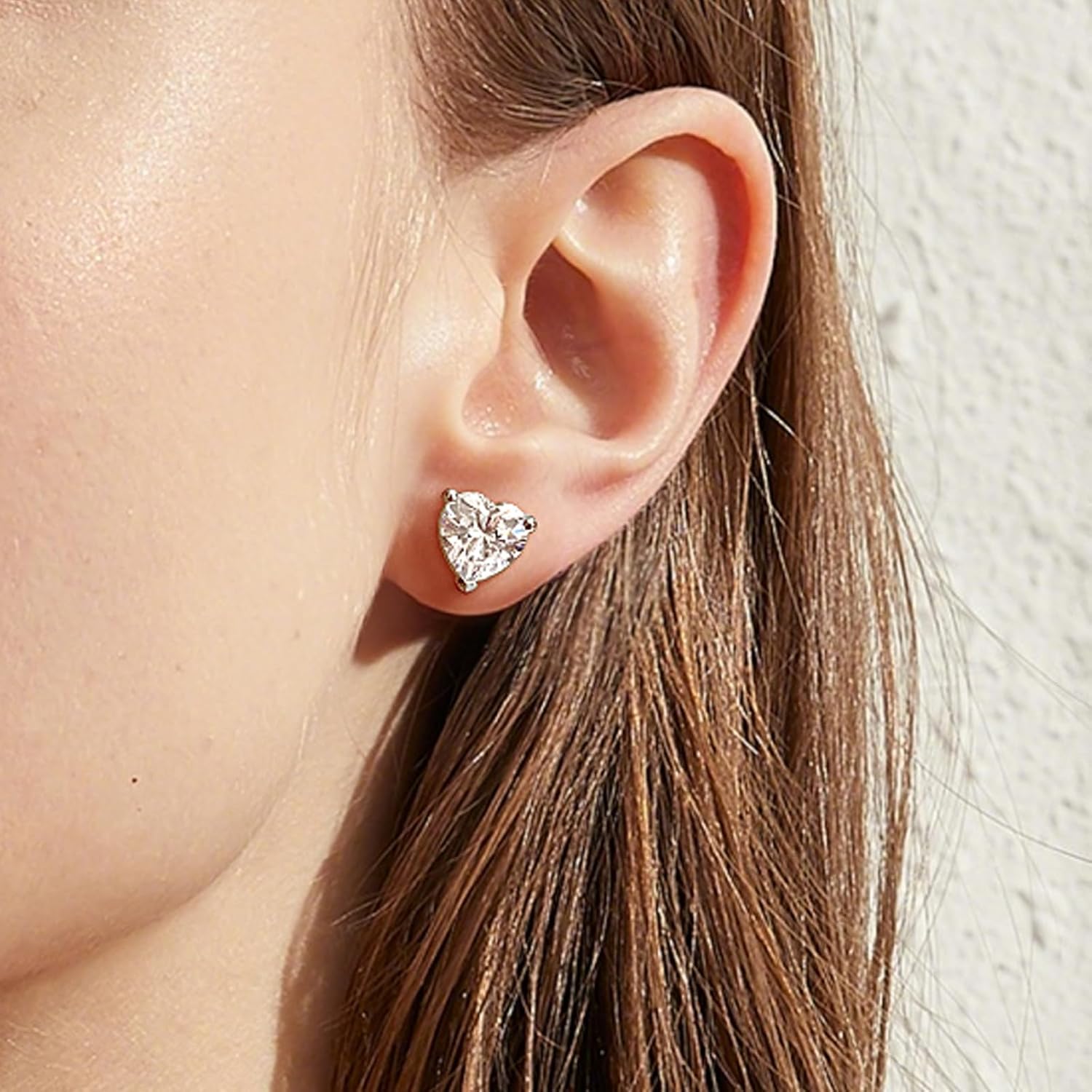 Sterling Silver Triangle CZ Diamond Stud Earrings for Women Men 18K Gold Plated 3 Prong Trillion Cut Fake Diamond Earring - Image 7