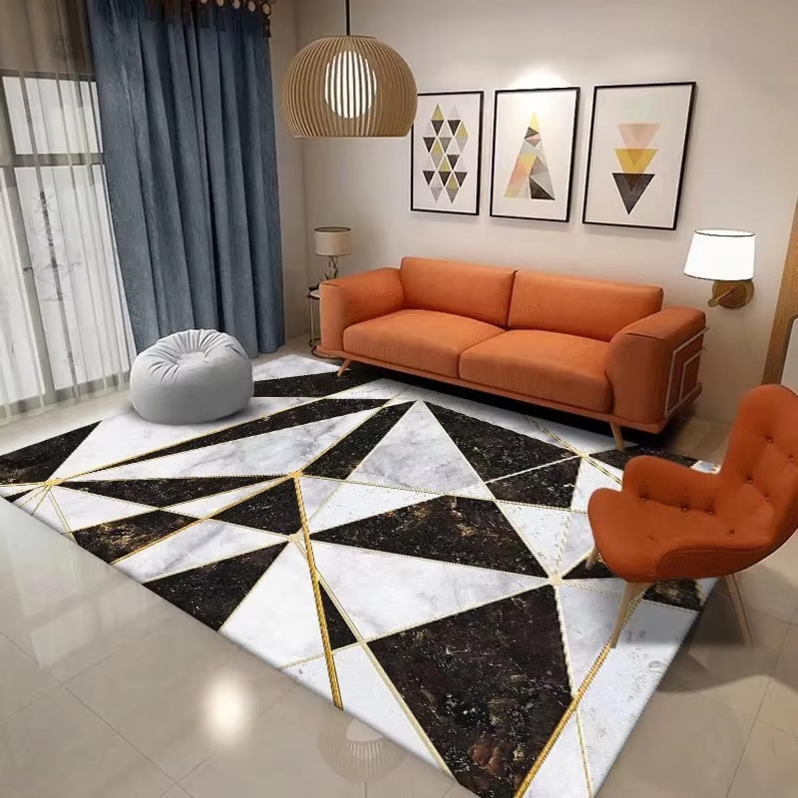 Tapis géométrique pour salon grande surface 150x180cm de décoration