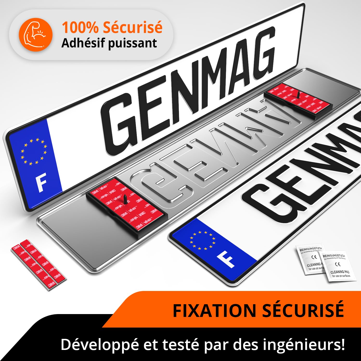 GENMAG® 2X Support de Plaque d’Immatriculation Magnétique [Extra Fort, Universel] Support Plaque Immatriculation Voiture | Porte Plaque Immatriculation Aimantée | Aimant Plaque d'Immatriculation