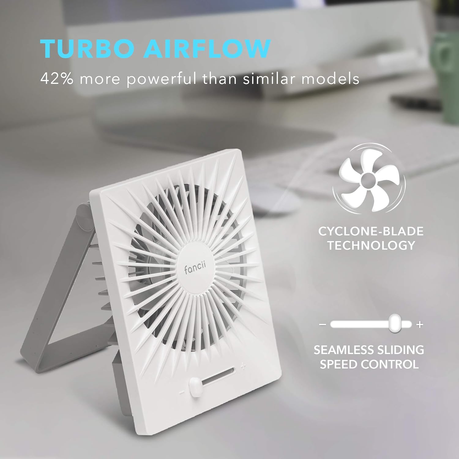 Onе-Dау Sаlе: Uр tо 70% оƒƒ Fancii Portable Personal Desk Fan, Rechargeable Small USB Table Fan with Turbo Airflow, Whisper Quiet, Adjustable Stand - For Office or Travel (Brisé)
