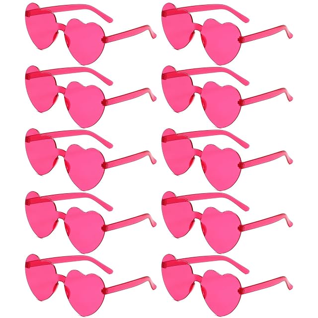 AEAHALY Heart Sunglasses for Women and Men Rimless Heart Shaped Sunglasses Bachelorette Bride Party Accessories