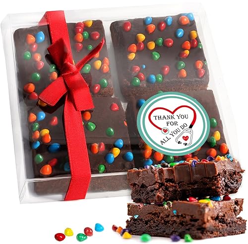 Vista 14 de Cesta de regalo de agradecimiento con chocolate y brownies, regalo de comida para hombres, mujeres, profesores, compañeros de trabajo, enfermeras