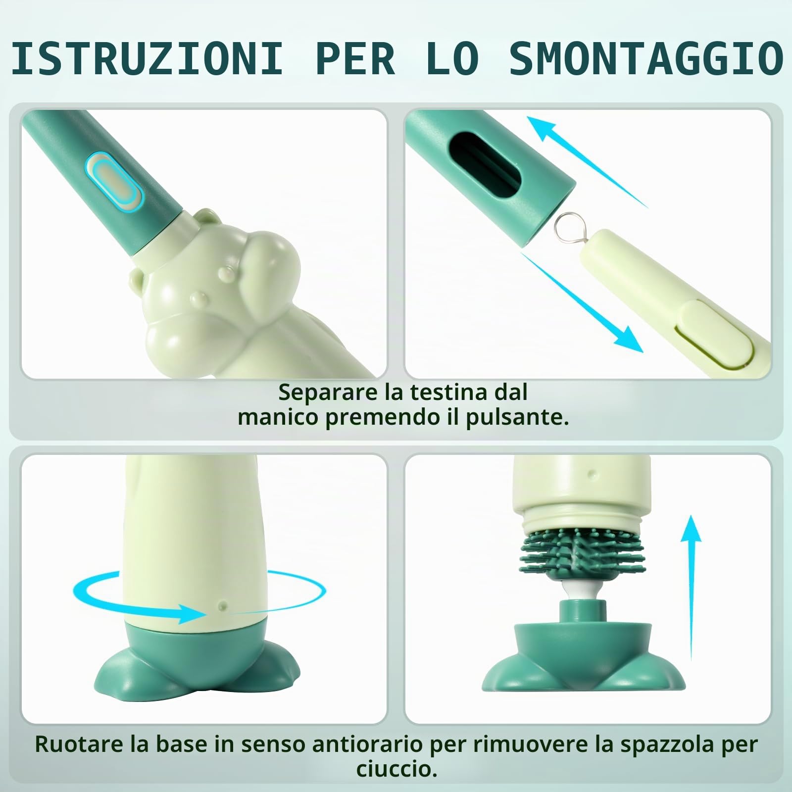 Diboniur Scovolino Biberon Silicone 3 in 1 Resistente Ai Graffi Pulisci Biberon Spazzola