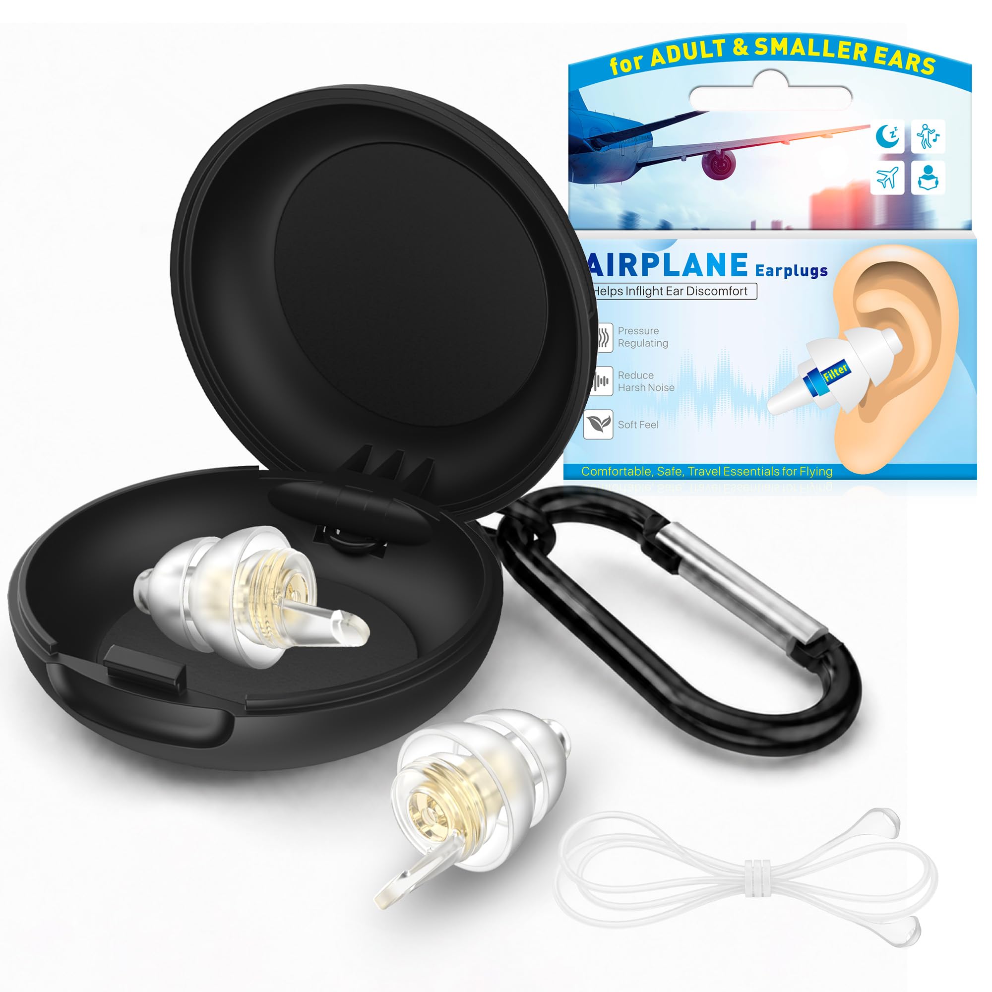 Ear Plugs for Airplane Pressure Relief & Prevent Ear Pain - Flying Travel Essentials - Comfortable Reusable Plane Earplugs for Adults/Teens 12+ with Small Ear-canals, 25dB Noise Reduction — Amazon image 14