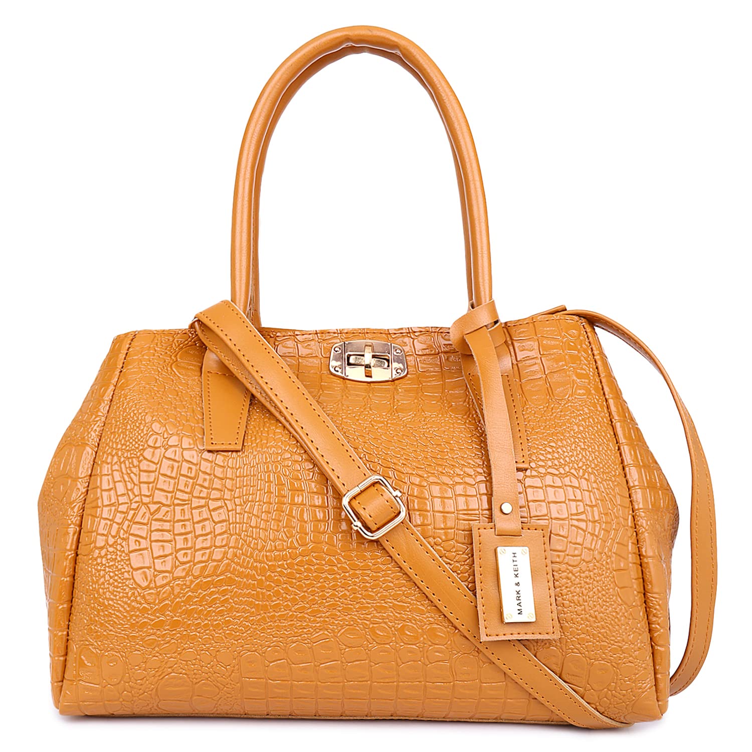 MARK & KEITH Glossy Croco Textured Tote Bag with Turnlock Closure For Women | Detachable & Adjustable Sling Strap | Shoulder Bag For Women_Mustard (B0BY2JGXXM) Amazon Price History, Amazon Price Tracker