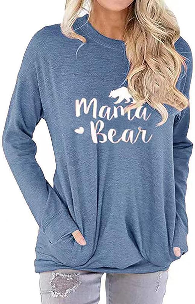 Womens Mama Bear Shirt Mom Shirt New Mom Gifts Graphic Tees with Pockets 2025