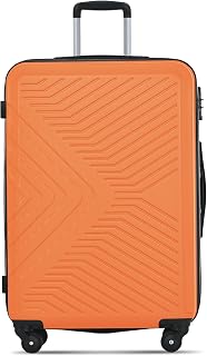 Suitcase, Large Hard Shell Suitcase, ABS Carry on Suitcase, Airline Approved, 4 Wheel Spinner, Secure TSA Lock, Lightweight Luggage with Internal Storage Pocket, 28 inch, Orange