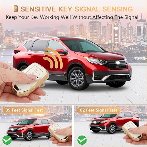 Miniatura 4 de 1797 Funda para llavero Honda Civic Accord CRV Pilot Passport Insight Accesorios Bling Car Remote Key Chain Case Shell Protector 5 Botón Oro Blanco