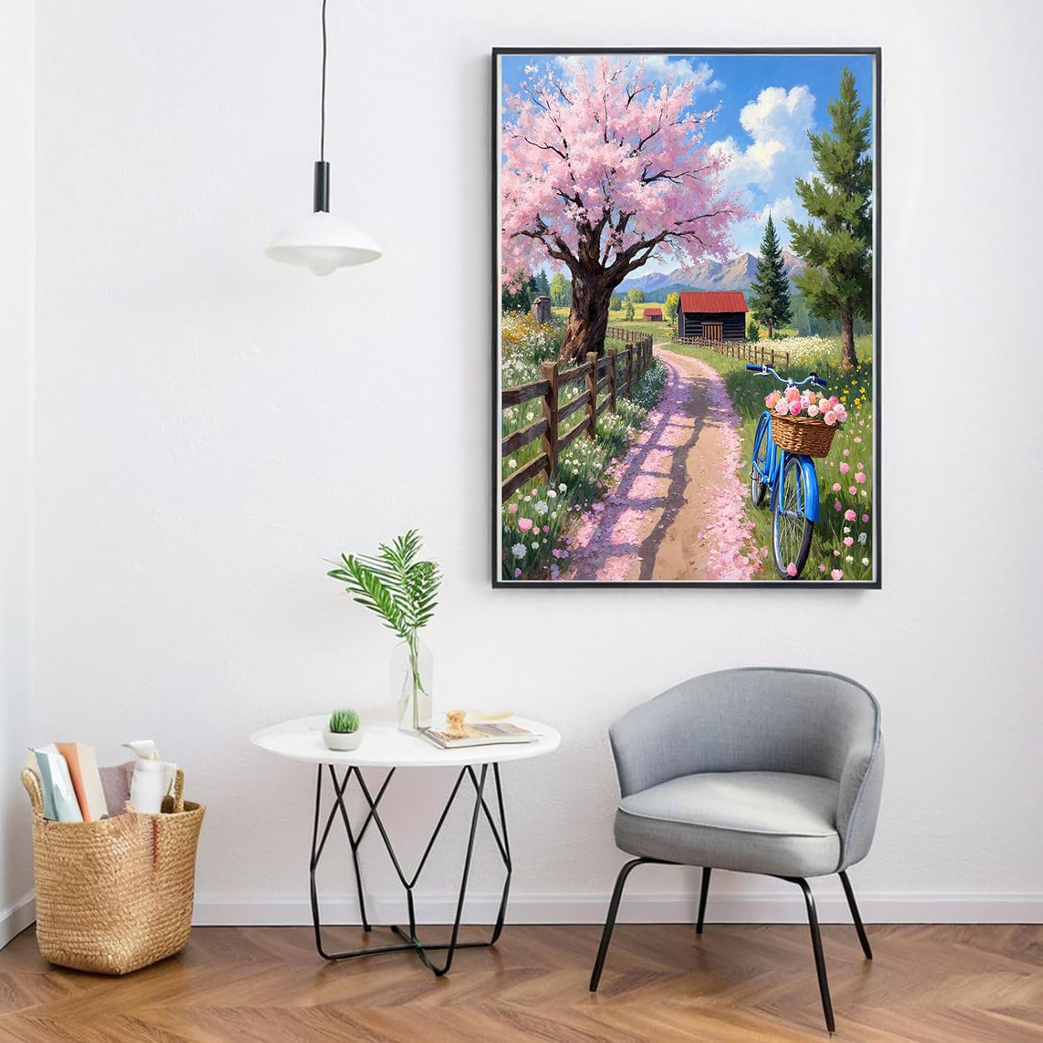 Bgpunt Cherry Blossom Paint by Numbers Kit for Adults, Landscape Adult Paint by Number Kits on Canvas, Spring DIY Acrylic Painting by Numbers for Home Wall Decor Gift 16x20 Inch (Without Frame)