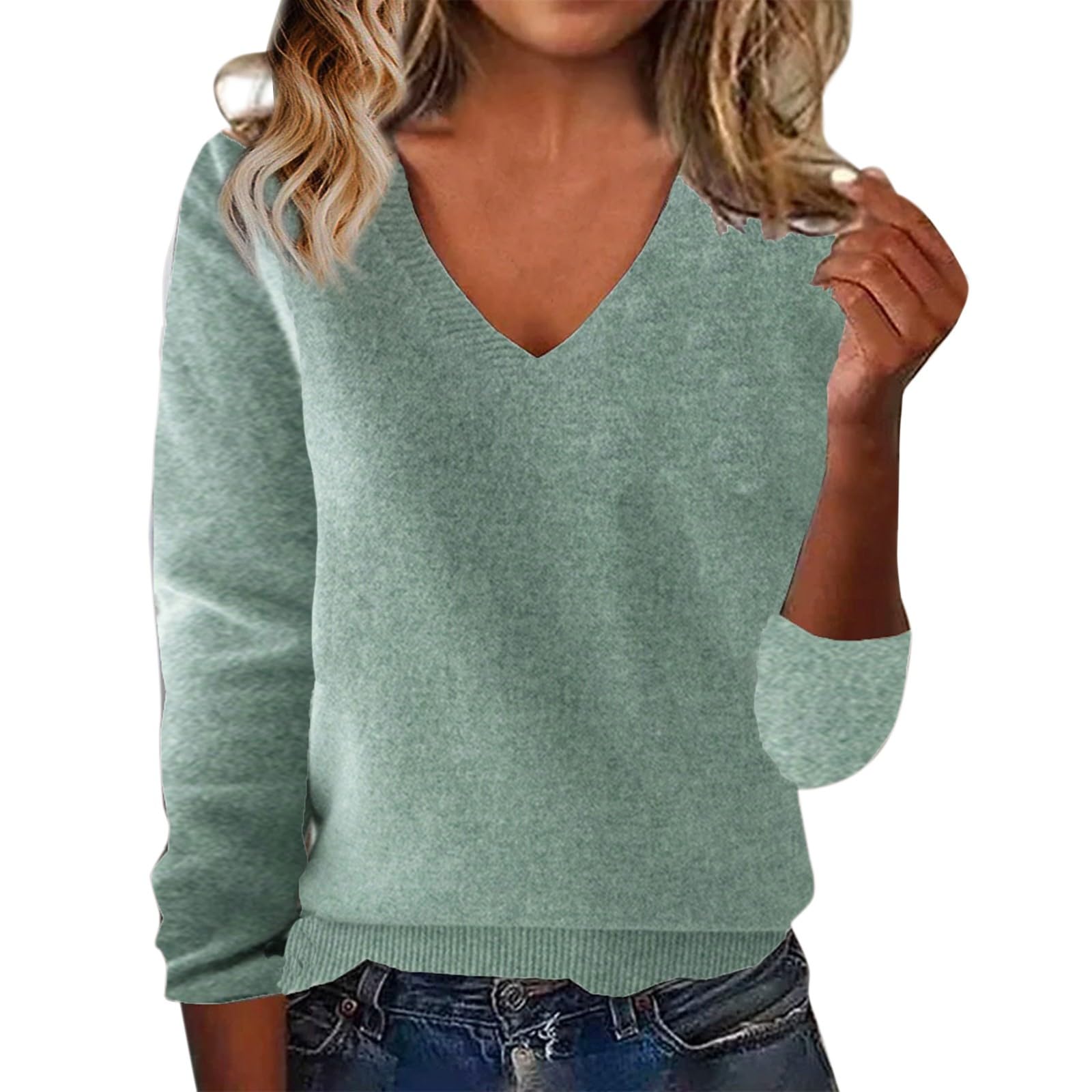 Warm Cashmere Sweaters for Women V Neck Classic Soft Pullover Sweater Loose Casual Long Sleeve 2025 Fall Winter