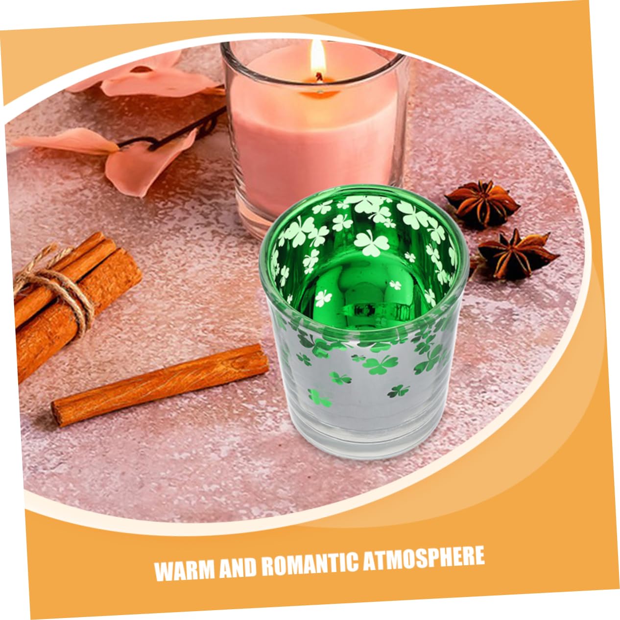 12pièces Bougeoirs Verre Vert pour Saint-Patrick Motif à Quatre Décorations Festives pour Intérieur Bars Et Cafés