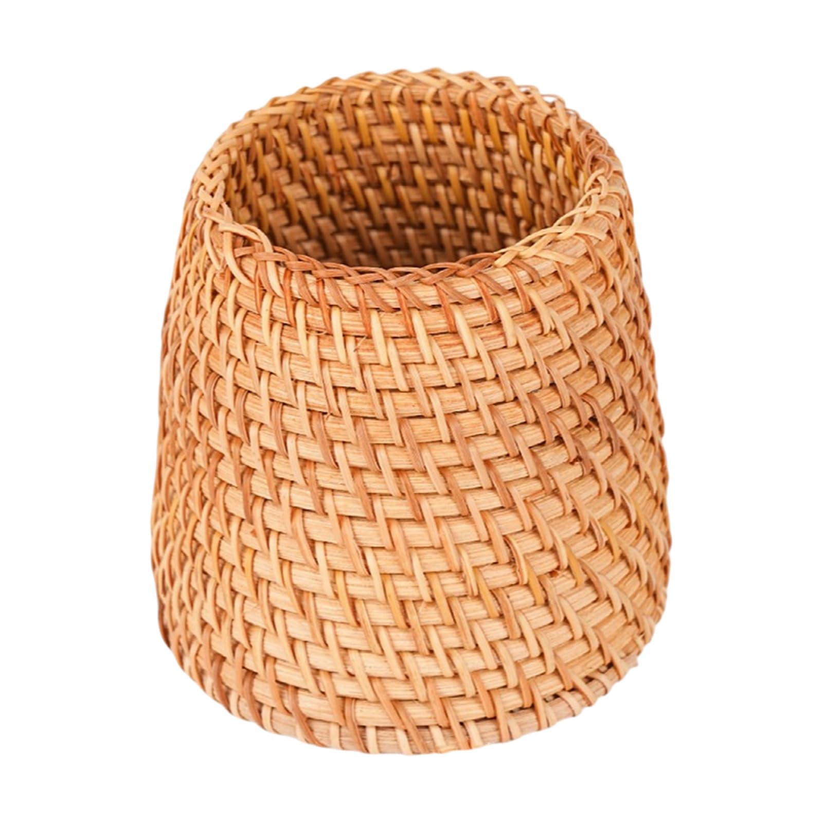 FGDTREE Retro Rattan Pen Stand Light Weight Breathable Desktop Organiser Container for Pens Scissors Paint Brush Makeup Tool Stalk Desk Planner