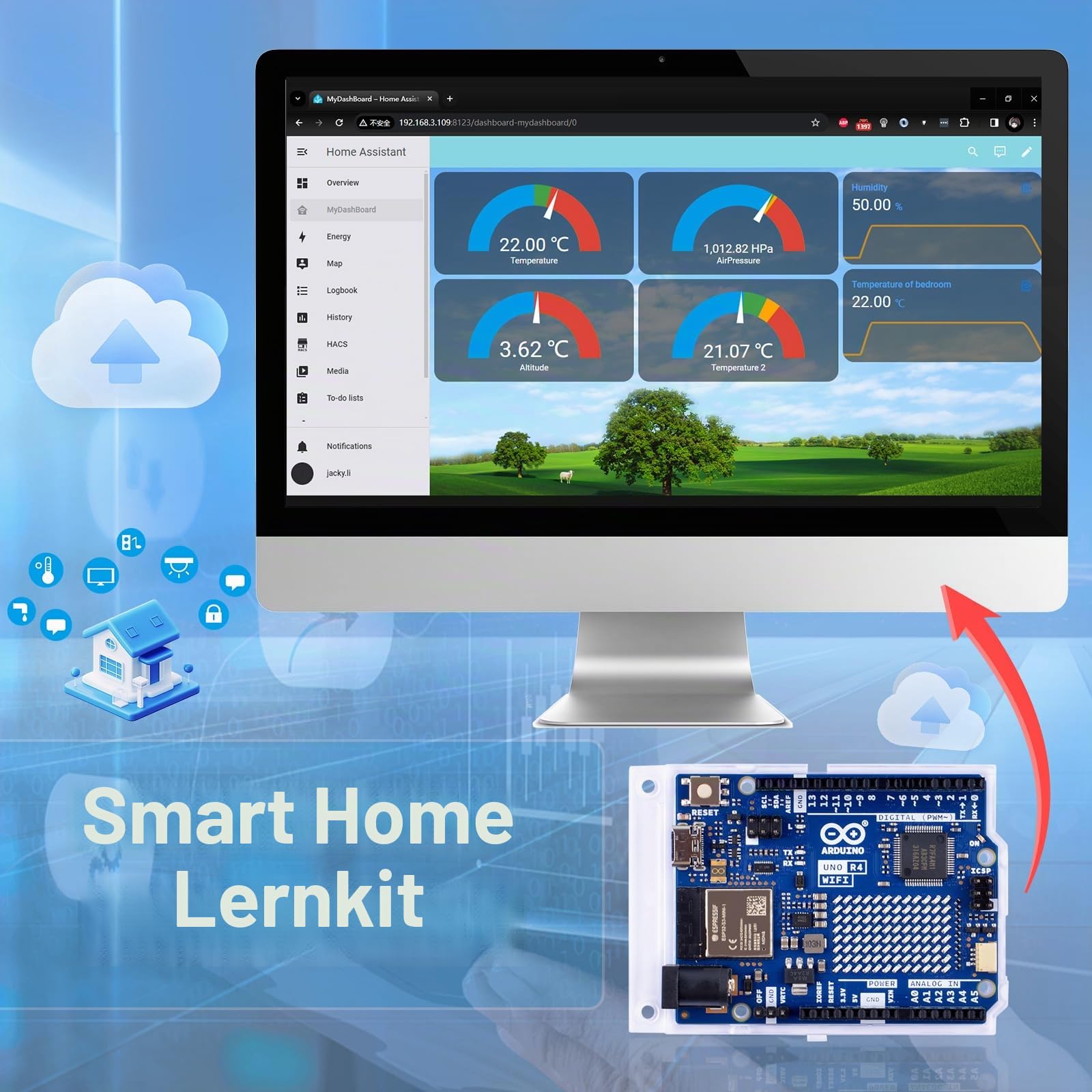 GeeekPi UNO R4 WiFi Ultimate Starter Kit, mit Original Arduino UNO R4 WiFi, Smart IoT & Basic Sensor Projekte mit Tutorials,Integration mit Arduino IDE,enthalten Various Sensors und Zubehör