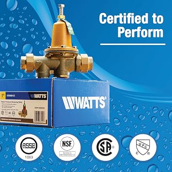 Watts LF25AUB-Z3 Series 1 Lead-Free Cast Copper Silicon Alloy Water Pressure Reducing Valve, NPT Female Union x NPT Female Outlet, Polymer Seat, Adjustable Pressure 25 to 75 psi, Maximum 300 psi