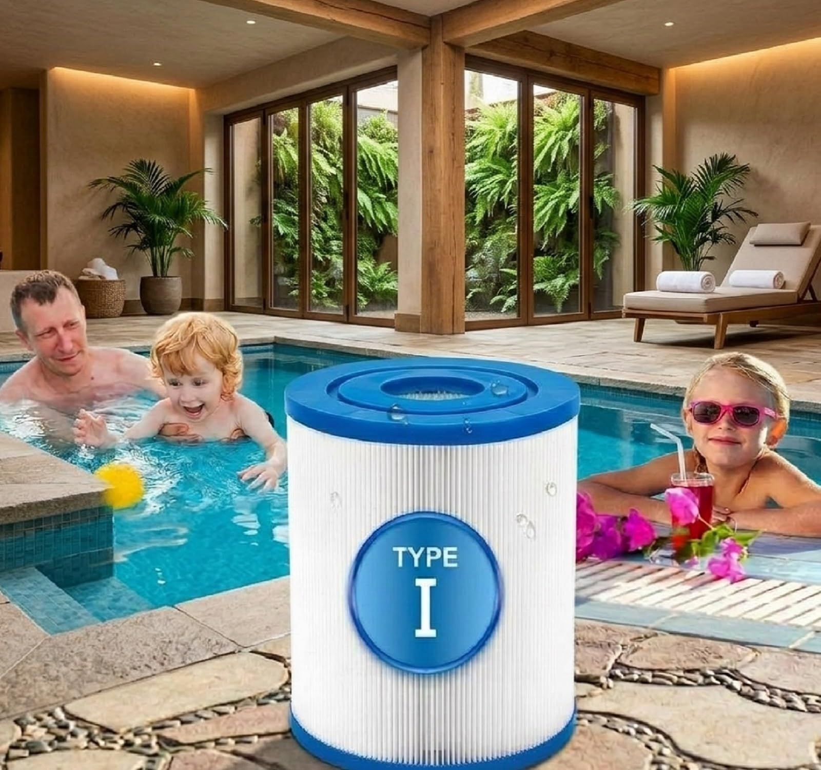 KGC Cartucho de Filtro Tipo I para Bestway，Paquete de 6 filtros Compatible con Bomba 58093, 58511, 58381 (300/330 GAL/h) para Piscina elevada