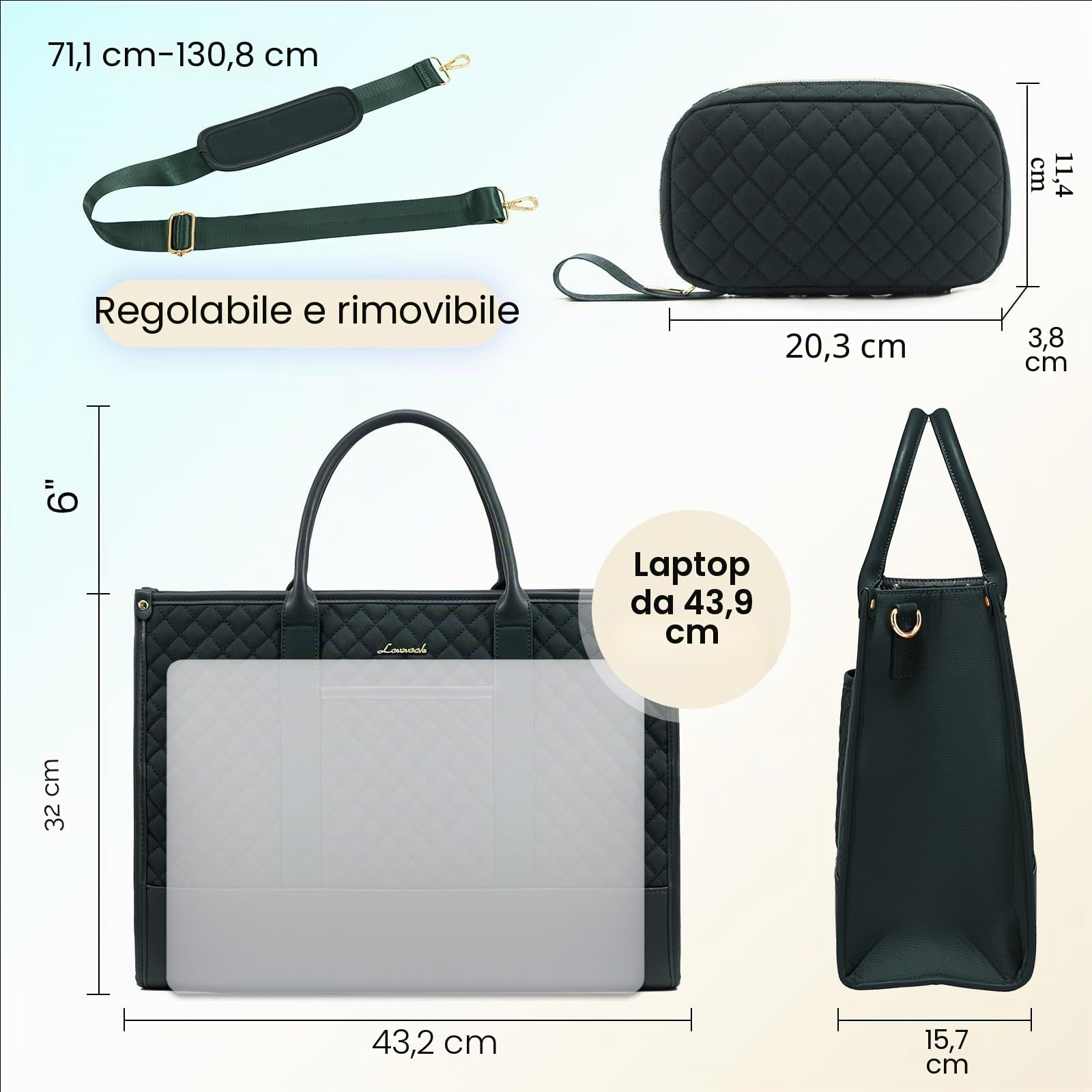 LOVEVOOK Borsa Università Donna, Grande Borsa Porta PC Impermeabile Borse da Lavoro Shopper Tote Bag Tracolla per Ufficio Insegnante Documenti Uni