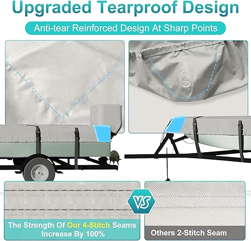 Miniatura 4 de Cubierta de lancha Jon de poliéster 900D resistente de 16 pies a 18 pies con cubierta de motor, 100% impermeable, anti-UV, remolcable Jon Boat cubre