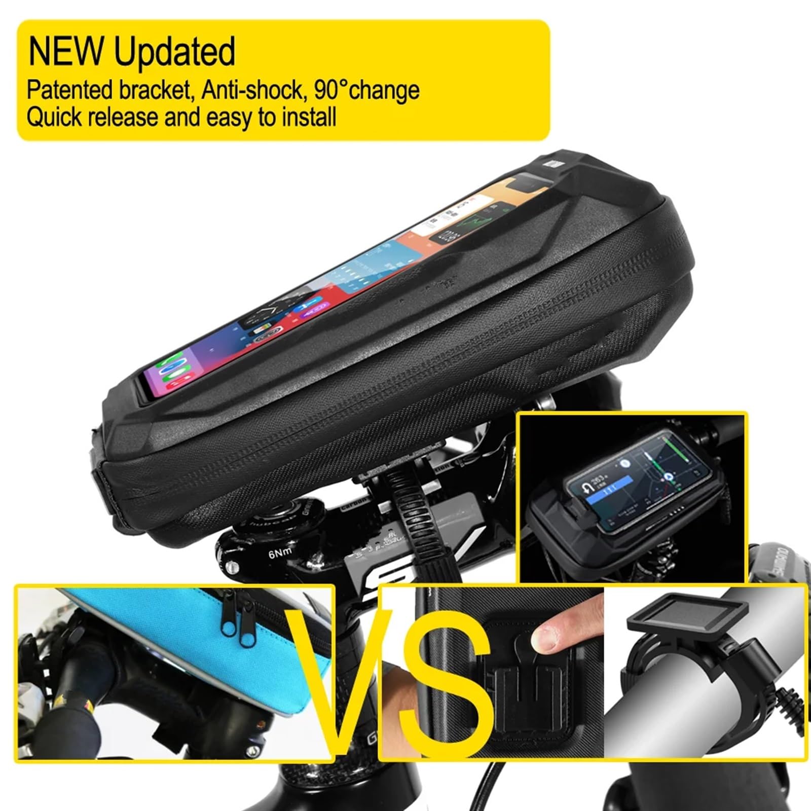Support Telephone Velo Sac Support Téléphone Portable Vélo Étui Étanche pour Vélo Support Téléphone Portable 6,9 ​​Pouces Guidon Accessoires Vélo VTT Telephone Moto Rotation