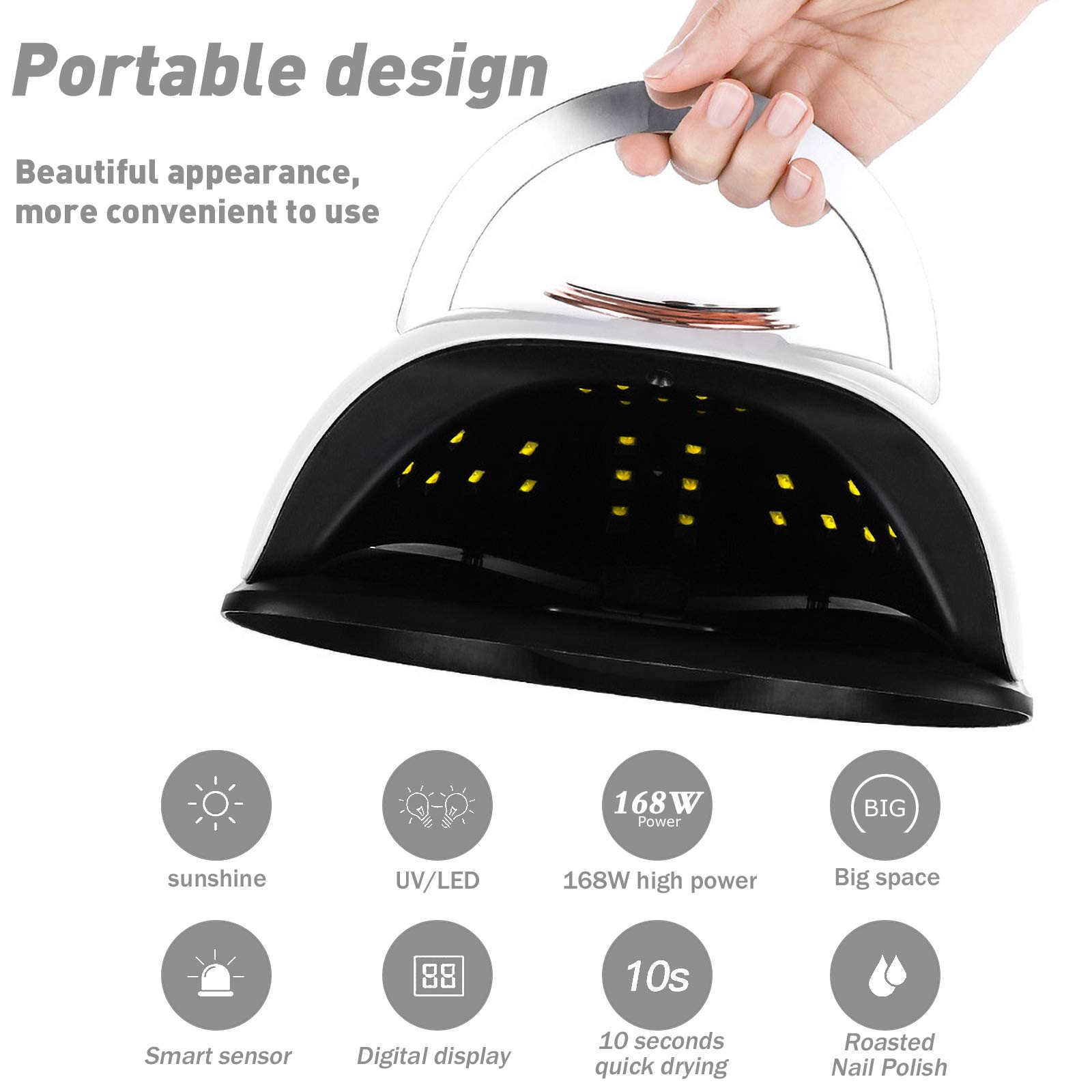 Lampada UV LED unghie 168W professionale forno 4 timer 10s/30s/60s/99s display LED automatico sensore