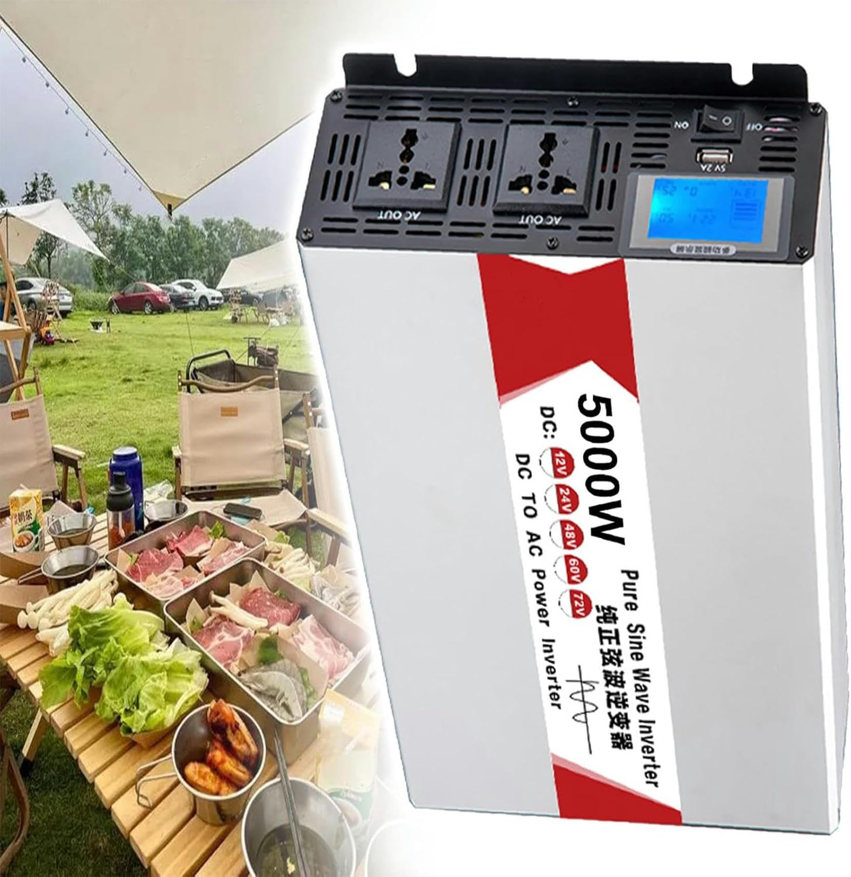 Onduleur portable 5000W convertisseur de tension 12V 24V 48V 60V AC 220V durable