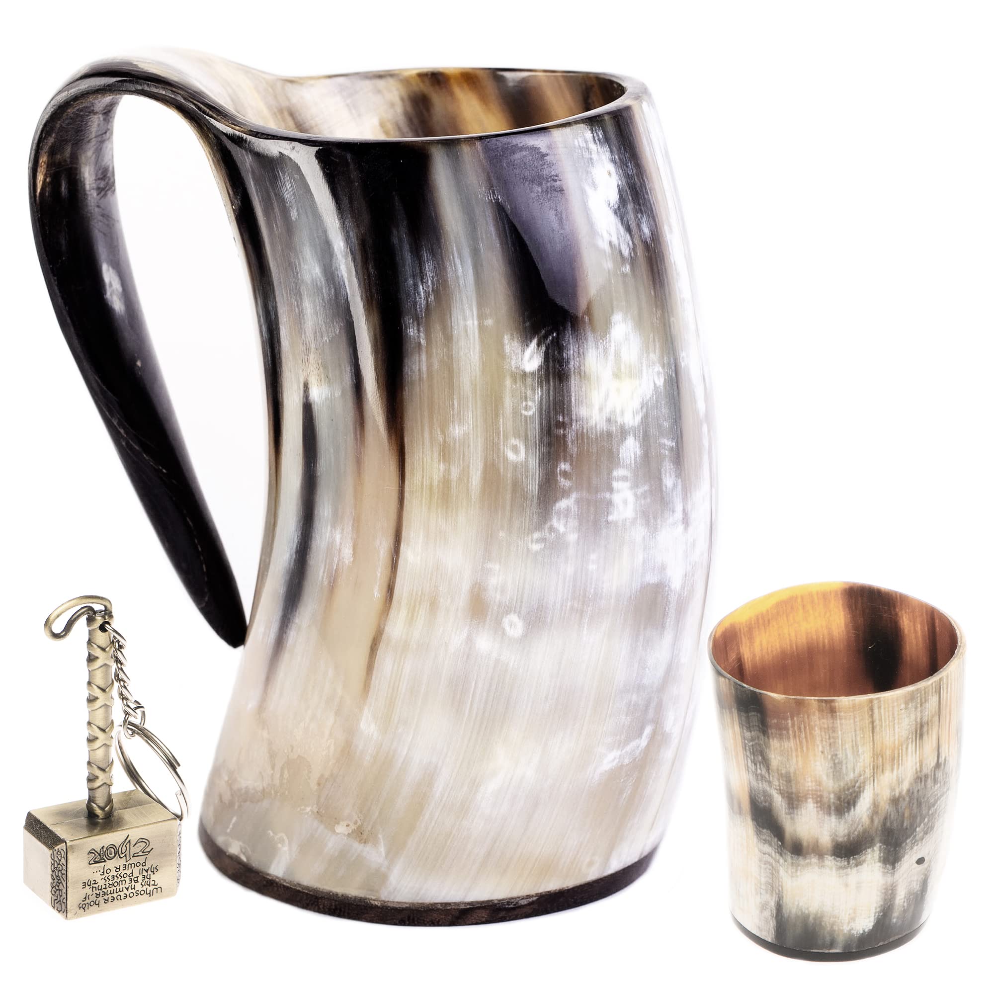 Thor Horn Viking Drinking Horn Mug, 15-20 Oz Natural Ox Horn Cup & Cofee Stein | Cool Unique Christmas Gift for Men and Women, Home Decor Accessories ...