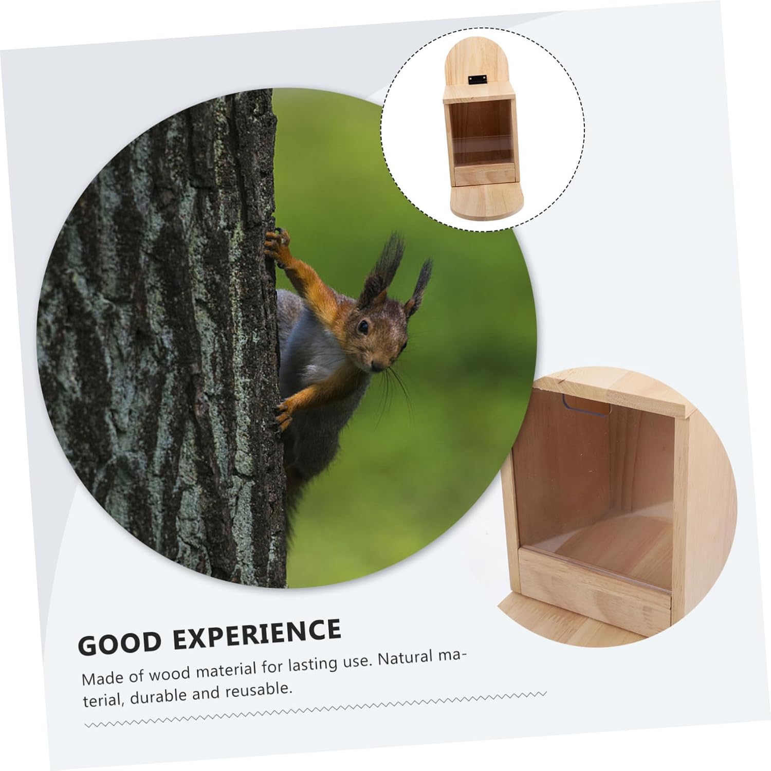 Abaodam Wooden Squirrel Feeder Picnic Table for Outdoor Use Feeding Box for Nuts Chestnuts and Squirrel Treats for Garden Feeding Stations