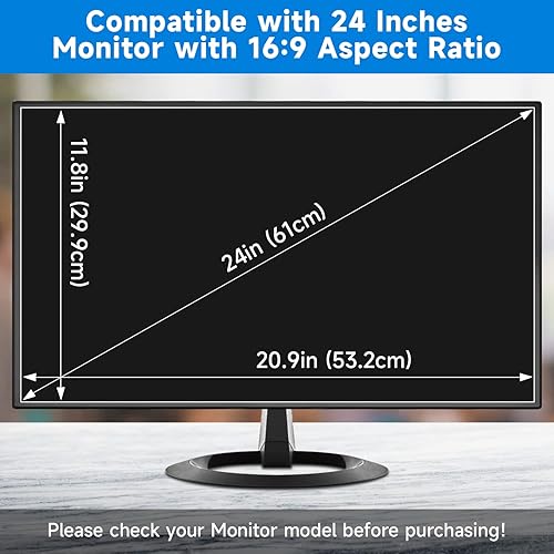 Miniatura 6 de Protector de pantalla de luz azul de 24 pulgadas para monitor estándar o curvo, protección ocular antirreflejo para monitor de 24 pulgadas