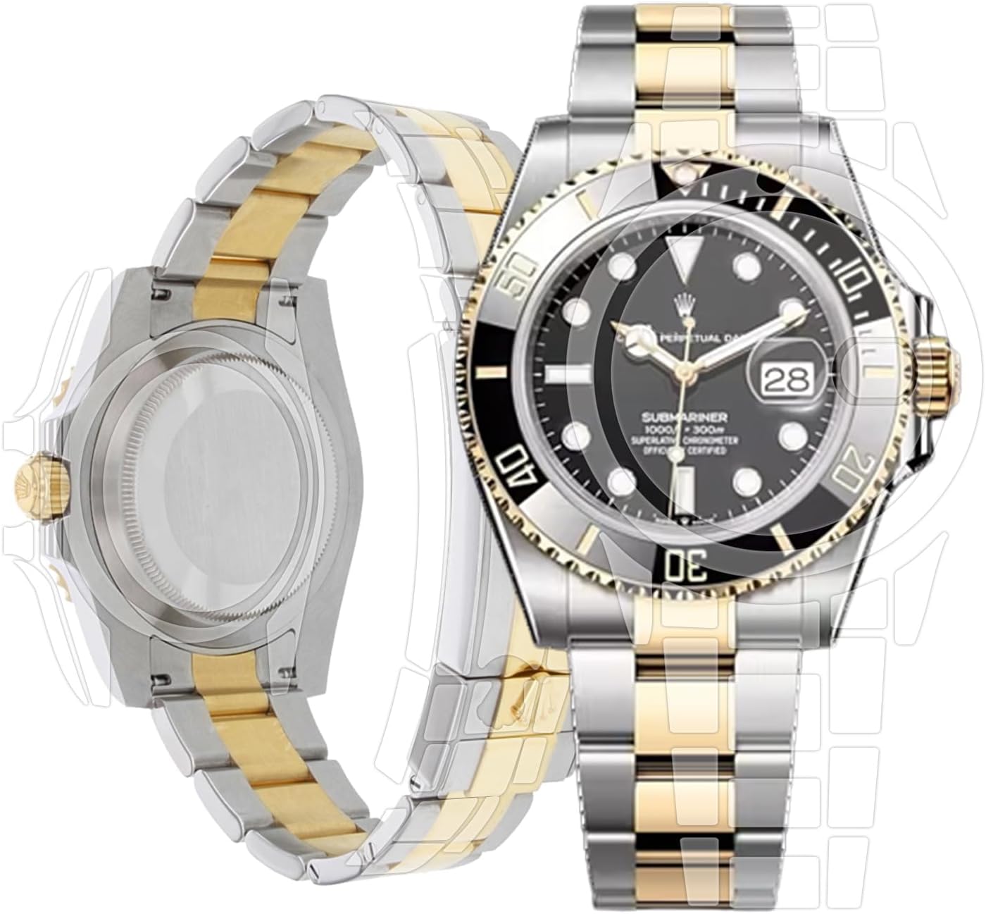 skoko [2 Pack Full Body Protective Film Compatible with Rolex Submariner 41mm (1.61inch) Ref. 126610 126613 126618 126619, Transparent Clear Skin, Full Coverage Screen & Body Protector, Anti Scartch