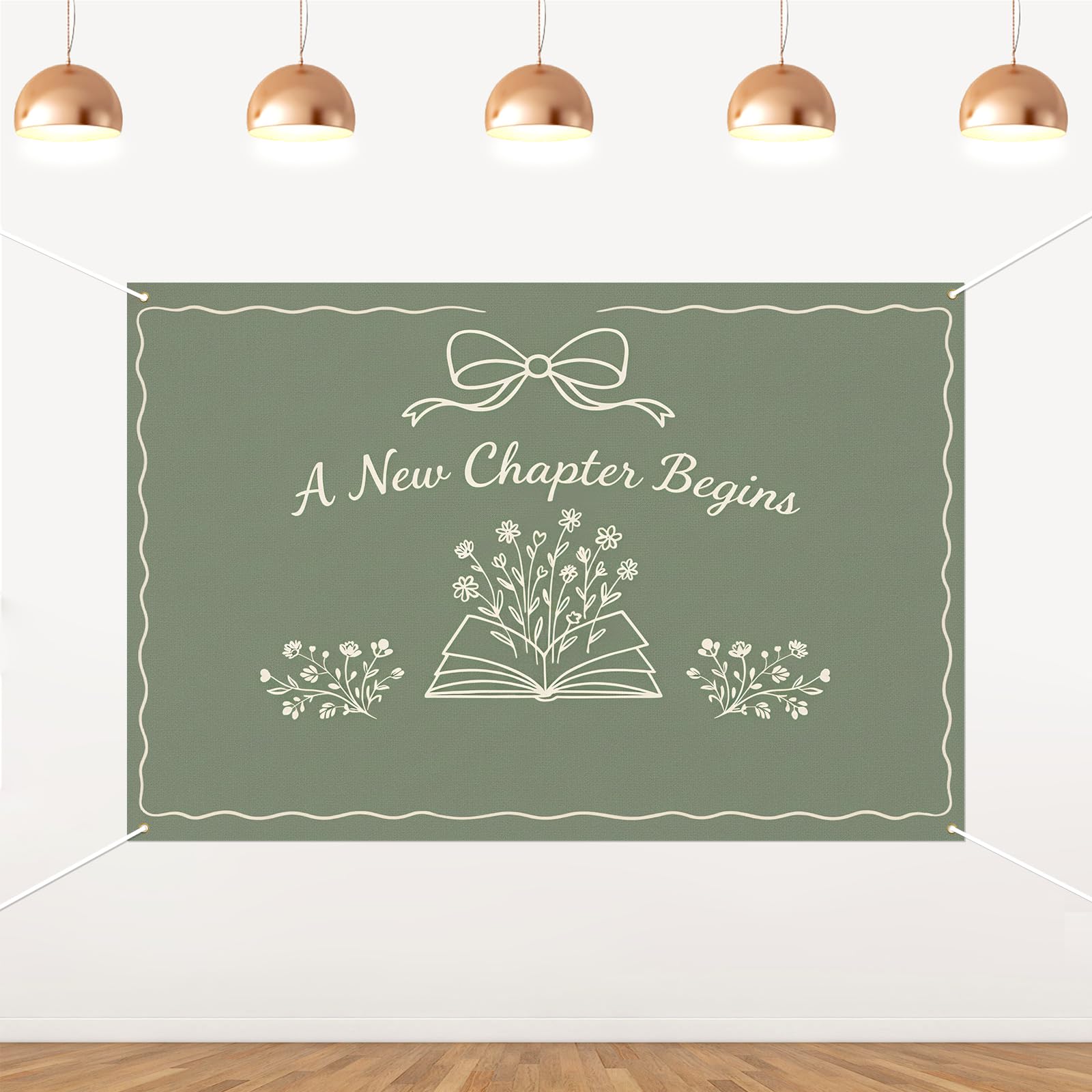 5x3ft A New Chapter Begins Backdrop a New Chapter is About to Begin Baby Shower Decorations Sage Green Book Floral Vinyl Banner for Women Book Theme Her Next Ch