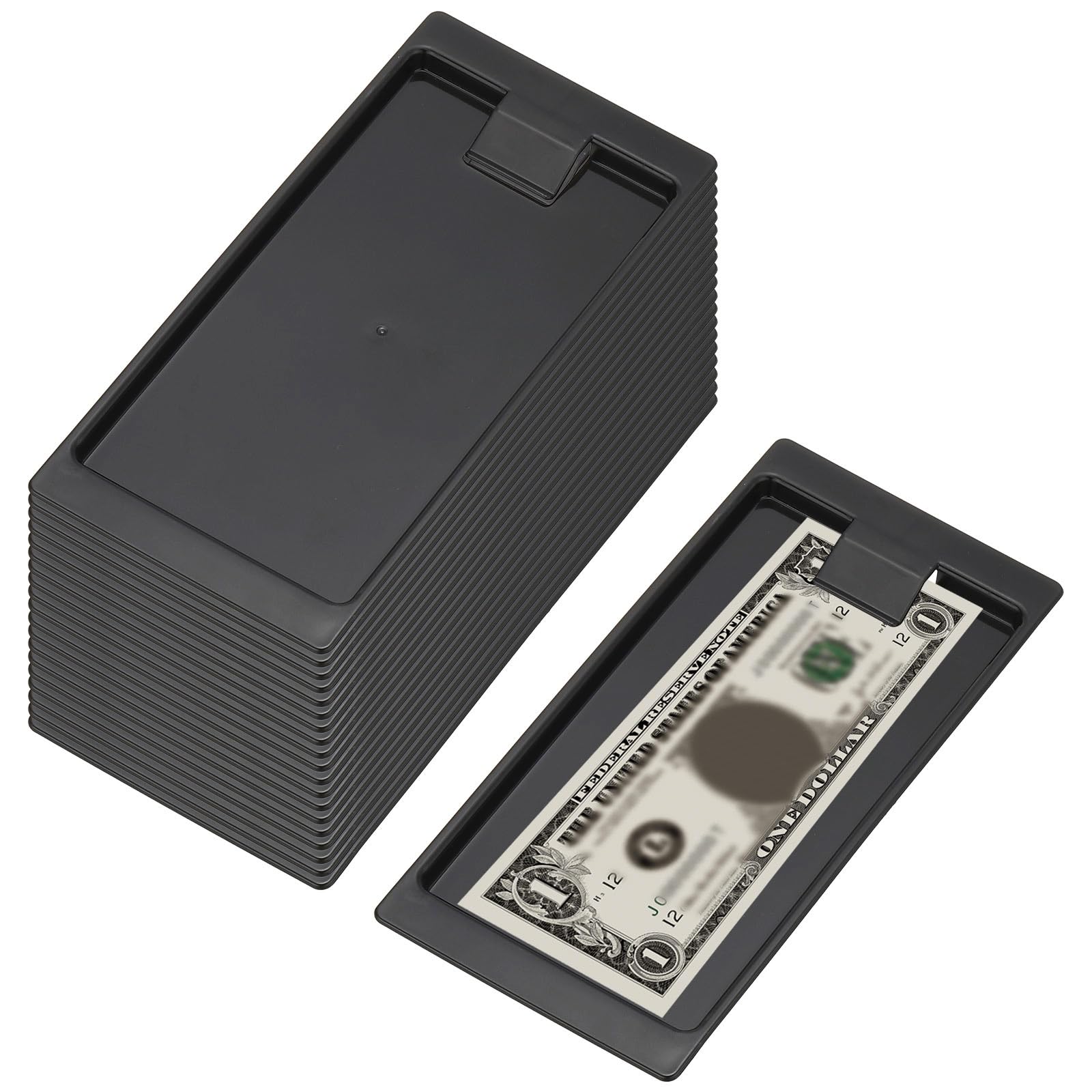 PATIKIL Controlla Supporti 20pz Nero Plastica Suggerimento Vassoi Ristorante Controlla Presentatori Ospite Ricevuta Supporto Vassoio per Bar Hotel Catering Affari Contante 8.2 X 3.9 X 0.4"