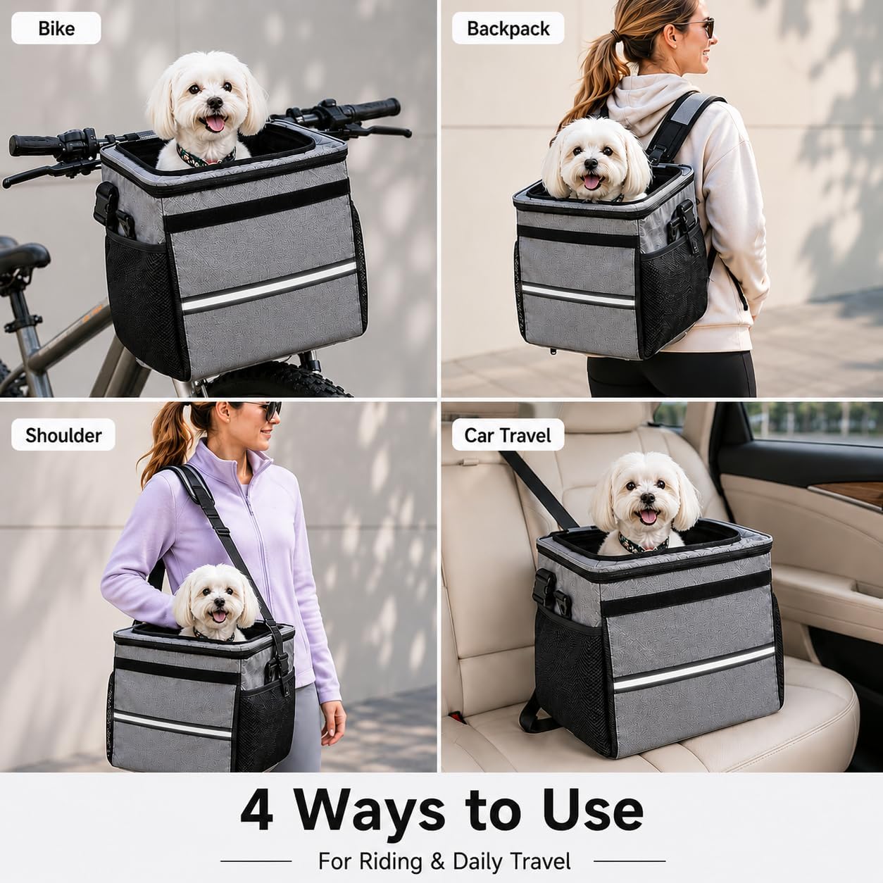 Generic Dog Bike Basket, Dog Bicycle Carrier Basket, Home Outdoor Cycling Foldable Pet Carrier Organizer for Small Medium Dogs Daily Use (2s)