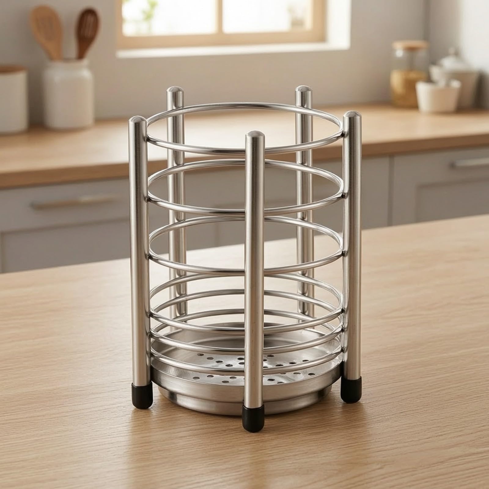 Scolaposate in Acciaio Inox Antiruggine Resistente Corrosione, Portaposate con Vaschetta Raccogligocce, Ben Ventilato, Portaposate da Lavello, per