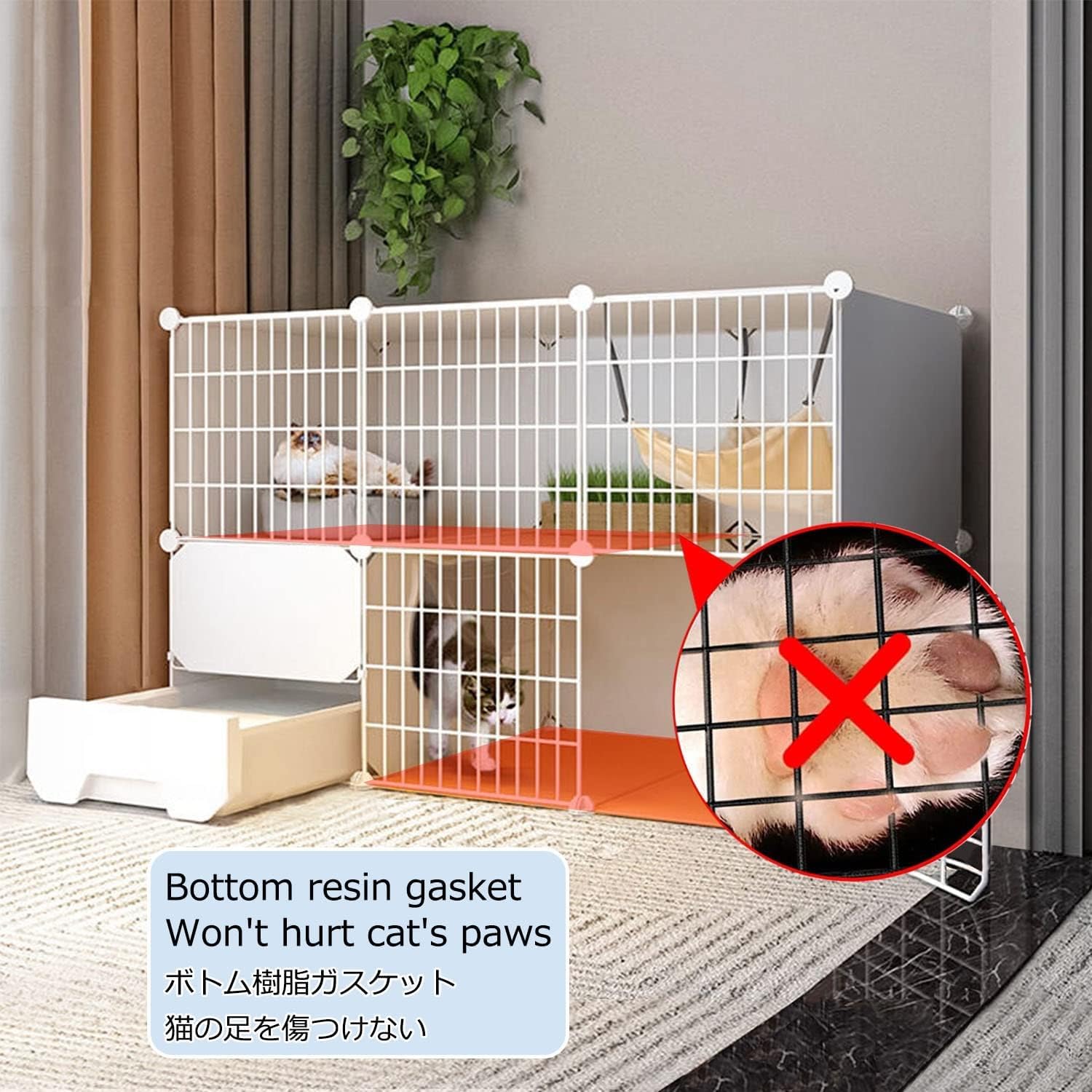 Recinto for Animali da Interno – Gabbia con Vassoio e trasportino(White 73x47x72cm)