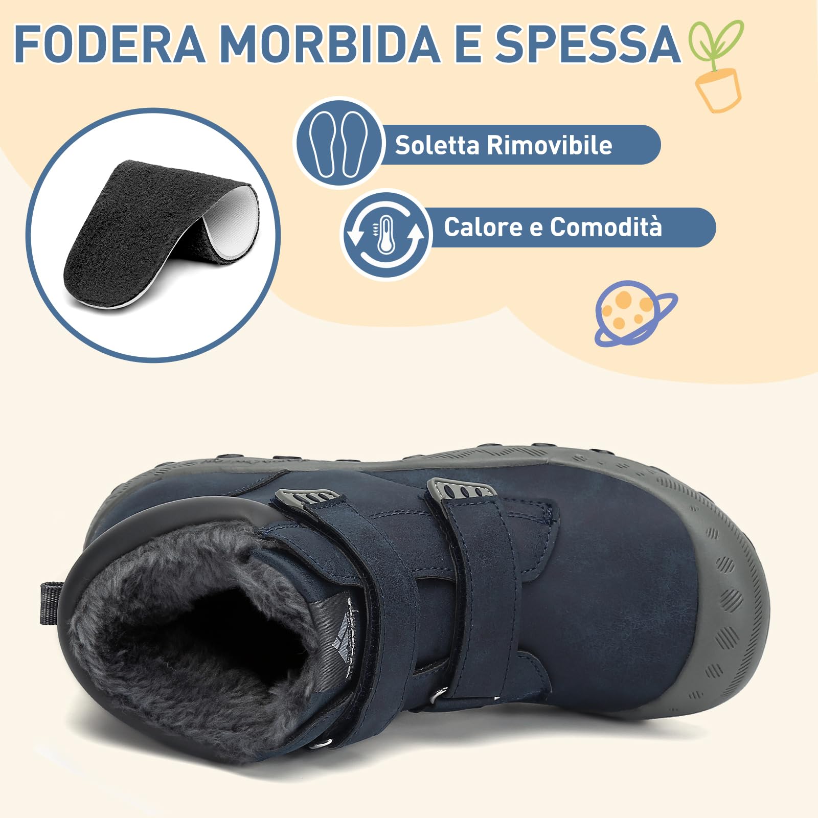 Mishansha Scarpe Invernali Bambini Stivaletti Neve Blu Scuro 26EU
