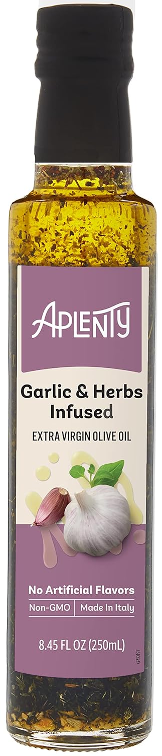 Amazon Brand - Aplenty, Garlic & Herbs Infused Extra Virgin Olive Oil, 8.45 fl oz