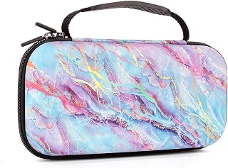 Nintendo Switch Case, Nintendo Switch OLED Cases, Carry Case for NintendoSwitch Boy Girls Travel Storage Shockproof Shell with 16 Game Card Slot for Switch Console Joy-Con Accessories,Colored Marble