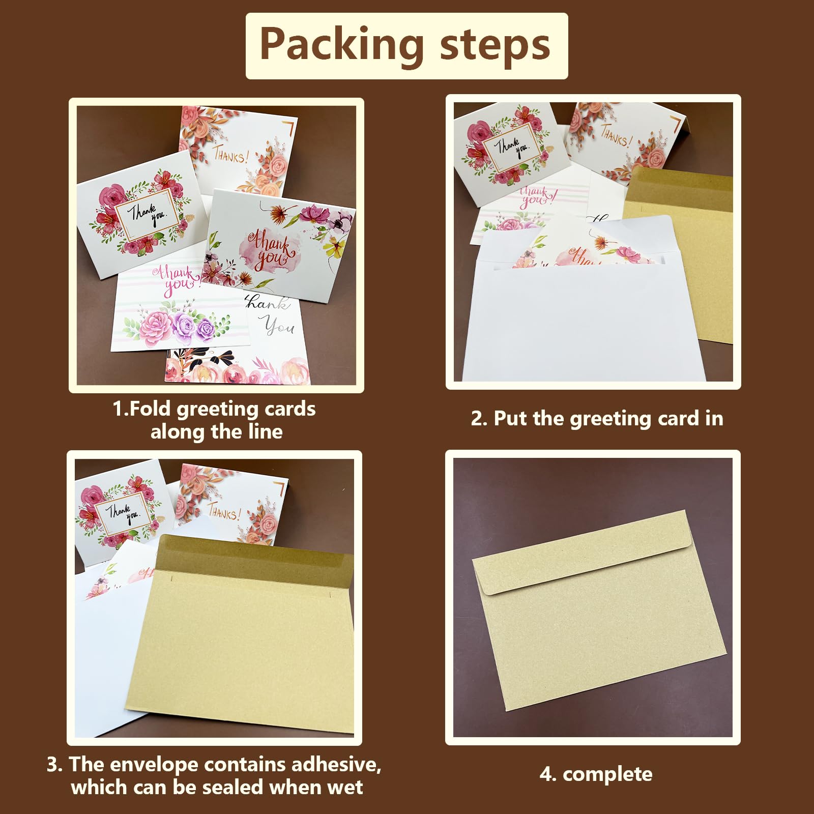 CZAKOMIX 50 pz 2 colori 16*11cm busta kraft- Bianco,marrone chiaro, con 50 pz 14*9,3cm carta auguri,busta regalo,biglietto di ringraziamento, per compleanno, Natale, Ringraziamento,invito(Best Wishes)