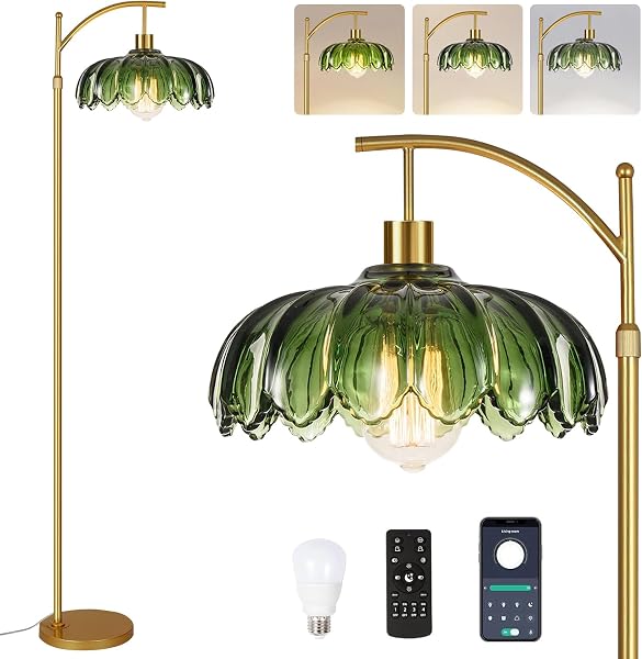 Gold Mid-Century Arc Floor Lamp