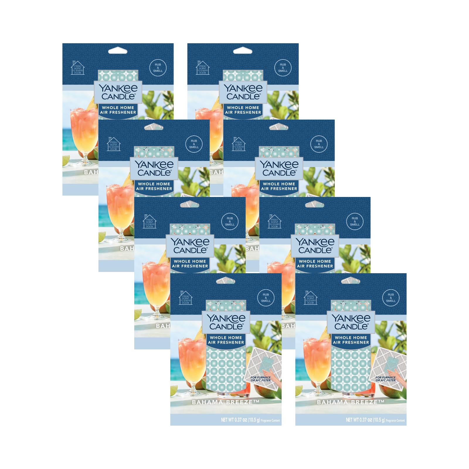 Yankee Candle Whole Home Air Freshener, Long Lasting Odor Eliminating Fragrance for Home, Continuous Room Freshener, Bahama Breeze (Pack of 8)