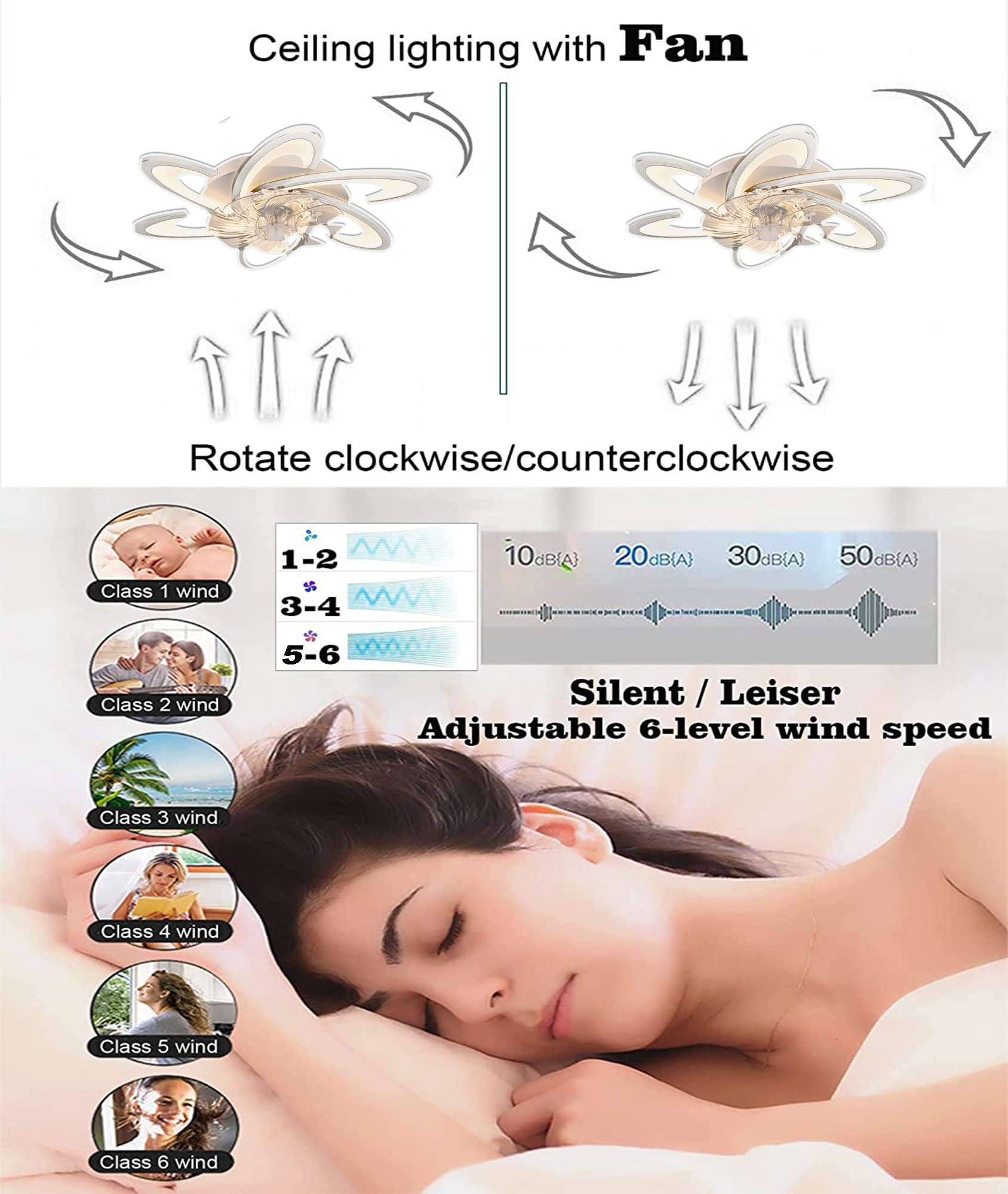 Bossen LED Deckenventilator mit Beleuchtung, Φ67cm, Leise mit 6 Geschwindigkeiten & Timer, 3-Farben-Dimmbar, App-Steuerung & Fernbedienung, Moderne Deckenlampe für Wohnzimmer Schlafzimmer