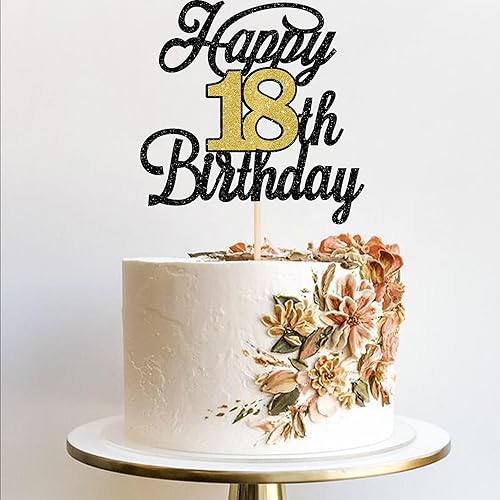 Miniatura 6 de Rsstarxi 1 paquete de 1 decoración para pastel de cumpleaños 18 con purpurina para 18 fabulosas decoraciones de tartas de Hello 18 Cheers to 18