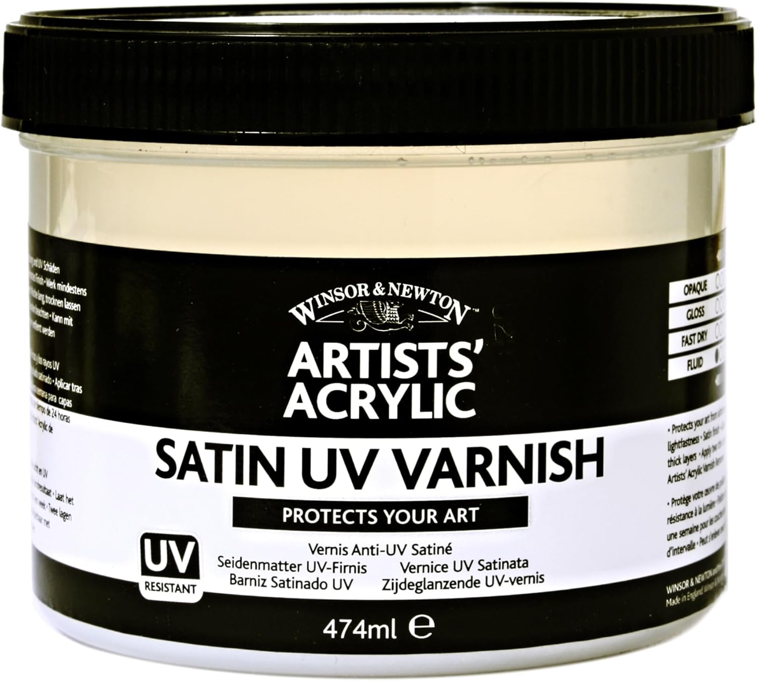 Winsor & Newton Professional Acrylic Medium, Satin UV Varnish, 450ml (15.2-oz)
