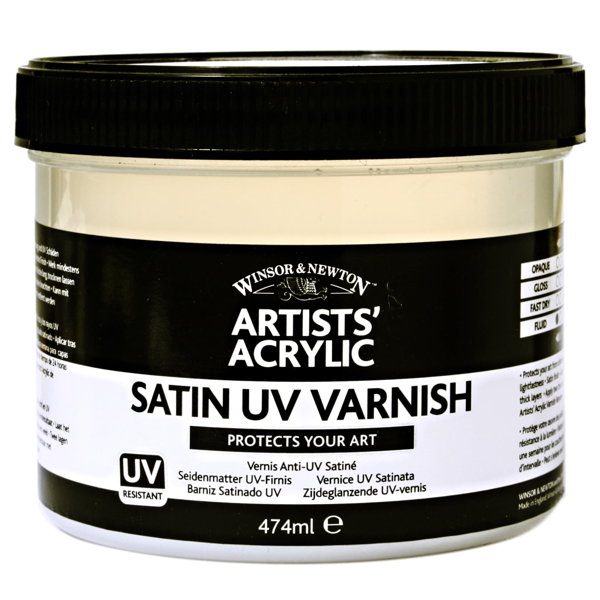 Winsor & Newton 3050931 UV - Firnis Seidenmatt, Schutzschicht für Acrylbilder - 450ml Flasche